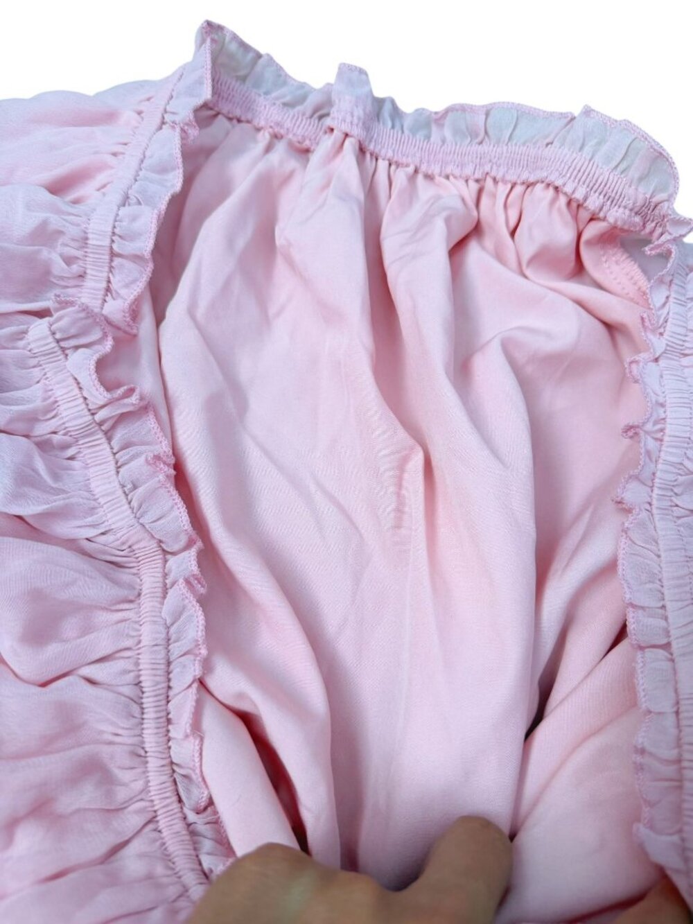 Pink Off Shoulder Chiffon Ruffle Romper Layered Mini Dress M - Picture 8 of 8